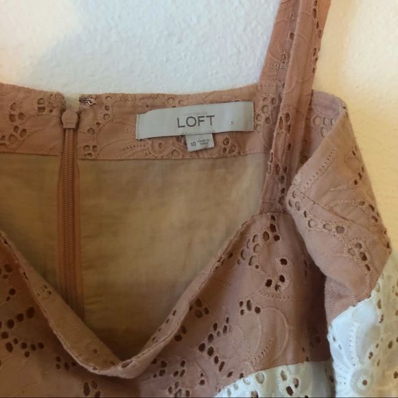 Loft | Pink and Lace Striped Dress - Picture 2 of 6